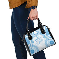 Bula Fiji Day 55th Anniversary Masi Tapa Shoulder Handbag Emerald Jubilee - Turquoise - Polynesian Pride