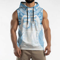 Bula Fiji Day 55th Anniversary Masi Tapa Sleeveless Hoodie Emerald Jubilee - Turquoise - Polynesian Pride