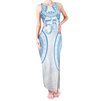 Bula Fiji Day 55th Anniversary Masi Tapa Tank Maxi Dress Emerald Jubilee - Turquoise - Polynesian Pride