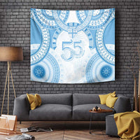 Bula Fiji Day 55th Anniversary Masi Tapa Tapestry Emerald Jubilee - Turquoise LT7 Turquoise - Polynesian Pride