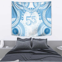 Bula Fiji Day 55th Anniversary Masi Tapa Tapestry Emerald Jubilee - Turquoise LT7 - Polynesian Pride
