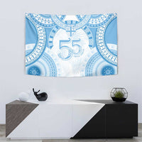 Bula Fiji Day 55th Anniversary Masi Tapa Tapestry Emerald Jubilee - Turquoise LT7 - Polynesian Pride