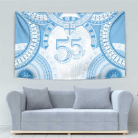 Bula Fiji Day 55th Anniversary Masi Tapa Tapestry Emerald Jubilee - Turquoise LT7 - Polynesian Pride