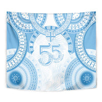 Bula Fiji Day 55th Anniversary Masi Tapa Tapestry Emerald Jubilee - Turquoise LT7 - Polynesian Pride