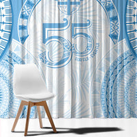 Bula Fiji Day 55th Anniversary Masi Tapa Window Curtain Emerald Jubilee - Turquoise - Polynesian Pride