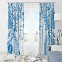 Bula Fiji Day 55th Anniversary Masi Tapa Window Curtain Emerald Jubilee - Turquoise - Polynesian Pride