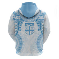 Bula Fiji Day 55th Anniversary Masi Tapa Zip Hoodie Emerald Jubilee - Turquoise - Polynesian Pride