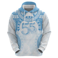 Bula Fiji Day 55th Anniversary Masi Tapa Zip Hoodie Emerald Jubilee - Turquoise - Polynesian Pride