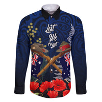 Anzac Day Aussie Mix Maori In Memories Family Matching Puletasi and Hawaiian Shirt LT7 Dad's Shirt - Long Sleeve Blue - Polynesian Pride