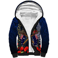 Anzac Day Aussie Mix Maori In Memories Sherpa Hoodie LT7 Unisex Blue - Polynesian Pride