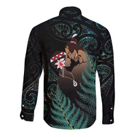 Maori Hongi Valentine Long Sleeve Button Shirt Aroha Ahau Ki A Koe