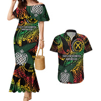 Vanuatu Indipendens Dei Couples Matching Mermaid Dress and Hawaiian Shirt Mix Traditional Sand Drawing LT7 Colorful - Polynesian Pride