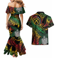 Vanuatu Indipendens Dei Couples Matching Mermaid Dress and Hawaiian Shirt Mix Traditional Sand Drawing