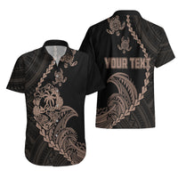 Personalised Guam Hawaiian Shirt Tribal Turtles Curves Style - Brown LT7 - Polynesian Pride