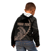 Personalised Guam Kid Hoodie Tribal Turtles Curves Style - Brown LT7 - Polynesian Pride