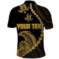 Custom Guam Polo Shirt Tribal Turtles Curves Style Gold LT7 - Polynesian Pride