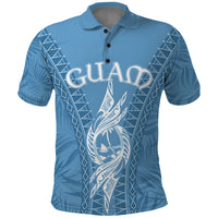 Custom Guam Polo Shirt Chamoro Latte Stone Mix Tropical Blue LT7 Blue - Polynesian Pride