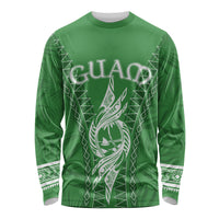 Personalised Guam Long Sleeve Shirt Chamoro Latte Stone Mix Tropical - Green LT7 Unisex Green - Polynesian Pride