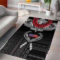 Personalized Talofa Samoa Area Rug Ulafala With Toa Nifo'oti - Black