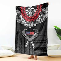 Personalized Talofa Samoa Blanket Ulafala With Toa Nifo'oti - Black