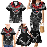 Personalized Talofa Samoa Family Matching Mermaid Dress and Hawaiian Shirt Ulafala With Toa Nifo'oti - Black