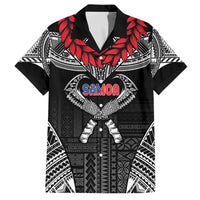 Personalized Talofa Samoa Family Matching Off The Shoulder Long Sleeve Dress and Hawaiian Shirt Ulafala With Toa Nifo'oti - Black
