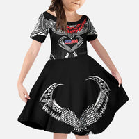 Personalized Talofa Samoa Family Matching Short Sleeve Bodycon Dress and Hawaiian Shirt Ulafala With Toa Nifo'oti - Black