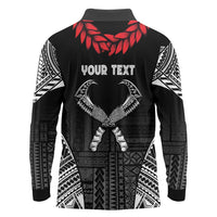 Personalized Talofa Samoa Long Sleeve Polo Shirt Ulafala With Toa Nifo'oti - Black LT7 - Polynesian Pride