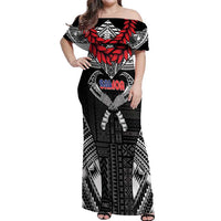 Personalized Talofa Samoa Off Shoulder Maxi Dress Ulafala With Toa Nifo'oti - Black