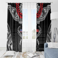 Personalized Talofa Samoa Window Curtain Ulafala With Toa Nifo'oti - Black