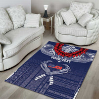 Personalized Talofa Samoa Area Rug Ulafala With Toa Nifo'oti - Blue