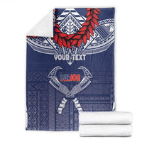 Personalized Talofa Samoa Blanket Ulafala With Toa Nifo'oti - Blue