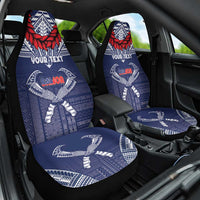 Personalized Talofa Samoa Car Seat Cover Ulafala With Toa Nifo'oti - Blue