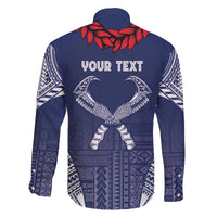 Personalized Talofa Samoa Family Matching Off The Shoulder Long Sleeve Dress and Hawaiian Shirt Ulafala With Toa Nifo'oti - Blue