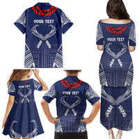 Personalized Talofa Samoa Family Matching Puletasi and Hawaiian Shirt Ulafala With Toa Nifo'oti - Blue LT7 - Polynesian Pride