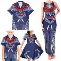 Personalized Talofa Samoa Family Matching Tank Maxi Dress and Hawaiian Shirt Ulafala With Toa Nifo'oti - Blue LT7 - Polynesian Pride