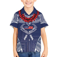 Personalized Talofa Samoa Kid Hawaiian Shirt Ulafala With Toa Nifo'oti - Blue