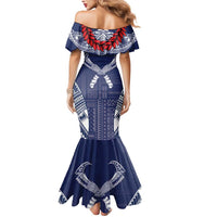 Personalized Talofa Samoa Mermaid Dress Ulafala With Toa Nifo'oti - Blue
