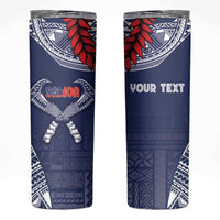 Personalized Talofa Samoa Skinny Tumbler Ulafala With Toa Nifo'oti - Blue