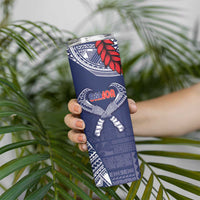 Personalized Talofa Samoa Skinny Tumbler Ulafala With Toa Nifo'oti - Blue