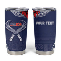 Personalized Talofa Samoa Tumbler Cup Ulafala With Toa Nifo'oti - Blue