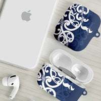 New Zealand Maori Mo Bros AirPods Case Blue Ribbon With Koru Kowhaiwhai - Polynesian Pride