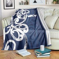 New Zealand Maori Mo Bros Blanket Blue Ribbon With Koru Kowhaiwhai - Polynesian Pride