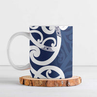 New Zealand Maori Mo Bros Ceramic Mug Blue Ribbon With Koru Kowhaiwhai - Polynesian Pride