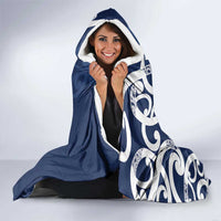 New Zealand Maori Mo Bros Hooded Blanket Blue Ribbon With Koru Kowhaiwhai - Polynesian Pride