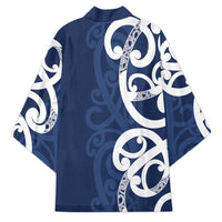 New Zealand Maori Mo Bros Kimono Blue Ribbon With Koru Kowhaiwhai - Polynesian Pride