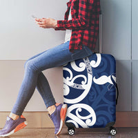 New Zealand Maori Mo Bros Luggage Cover Blue Ribbon With Koru Kowhaiwhai - Polynesian Pride