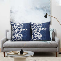 New Zealand Maori Mo Bros Pillow Cover Blue Ribbon With Koru Kowhaiwhai - Polynesian Pride