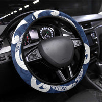 New Zealand Maori Mo Bros Steering Wheel Cover Blue Ribbon With Koru Kowhaiwhai - Polynesian Pride