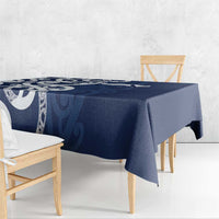New Zealand Maori Mo Bros Tablecloth Blue Ribbon With Koru Kowhaiwhai - Polynesian Pride